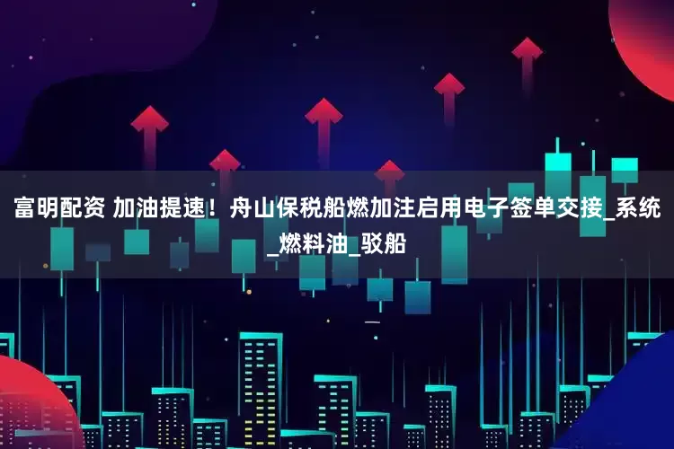 富明配资 加油提速！舟山保税船燃加注启用电子签单交接_系统_燃料油_驳船